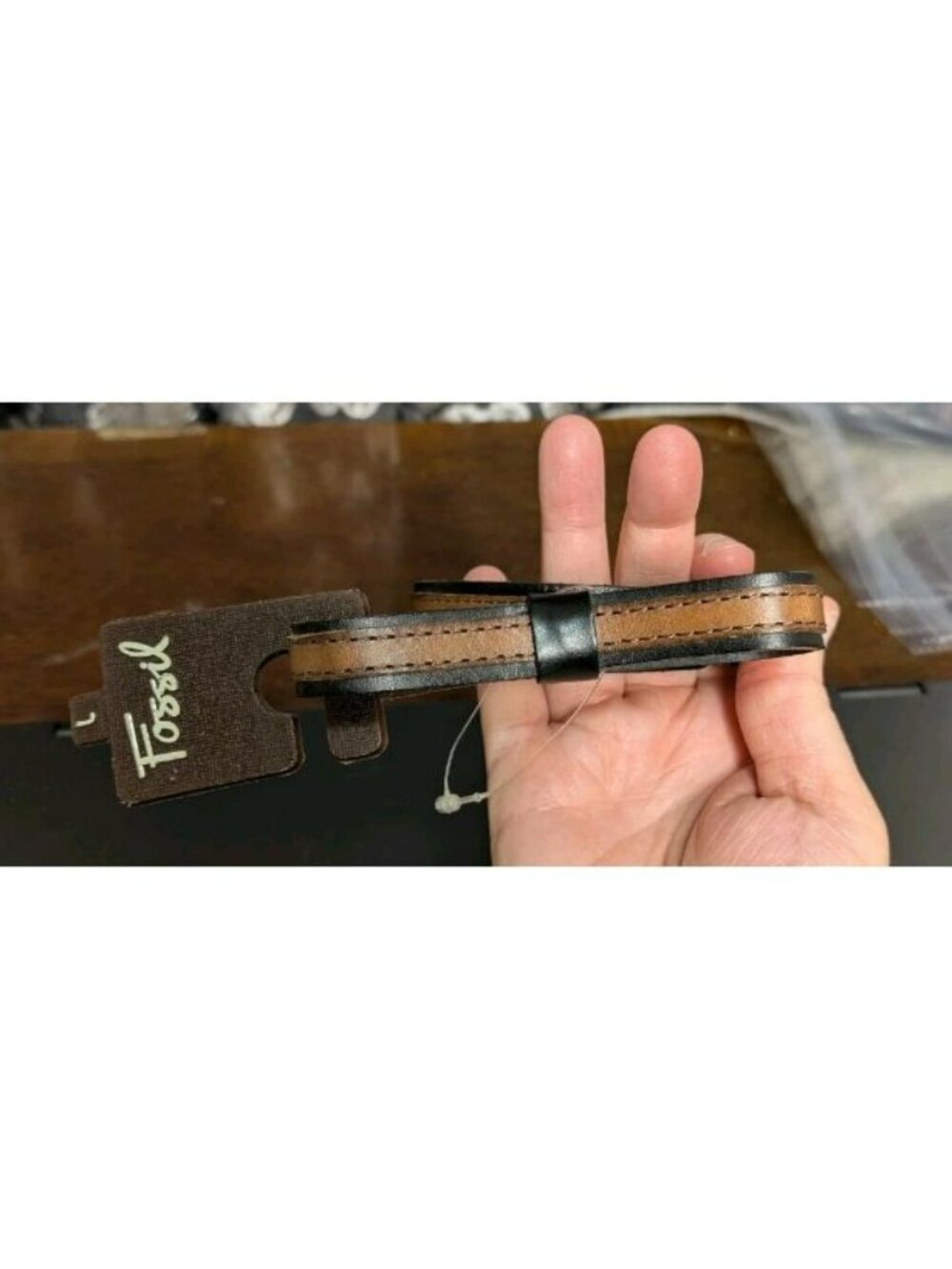 New Fossil Black / Brown Bow Belt Size Large